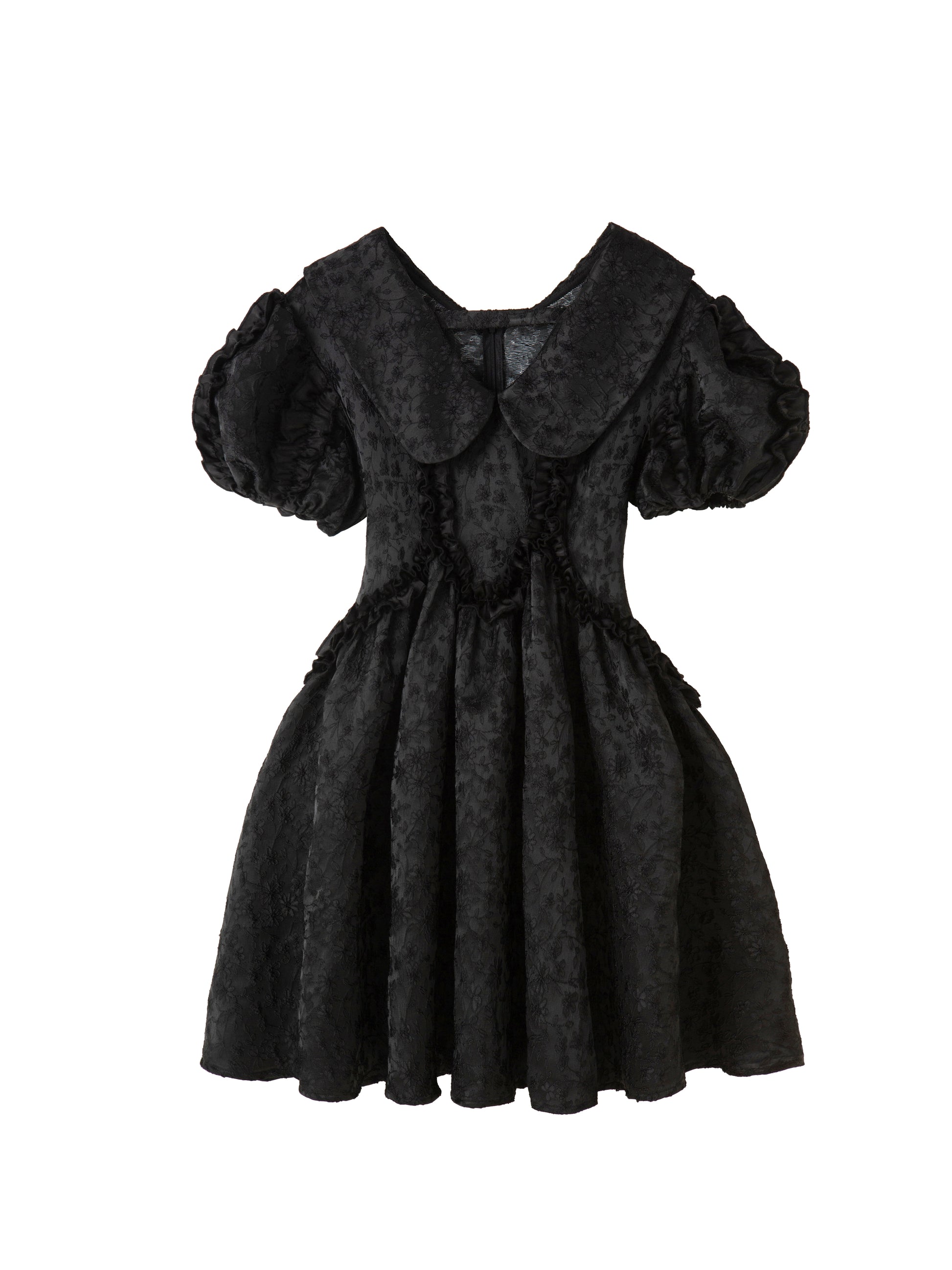 Susie Vintage - Black Jacquard Mini with Doll Collar