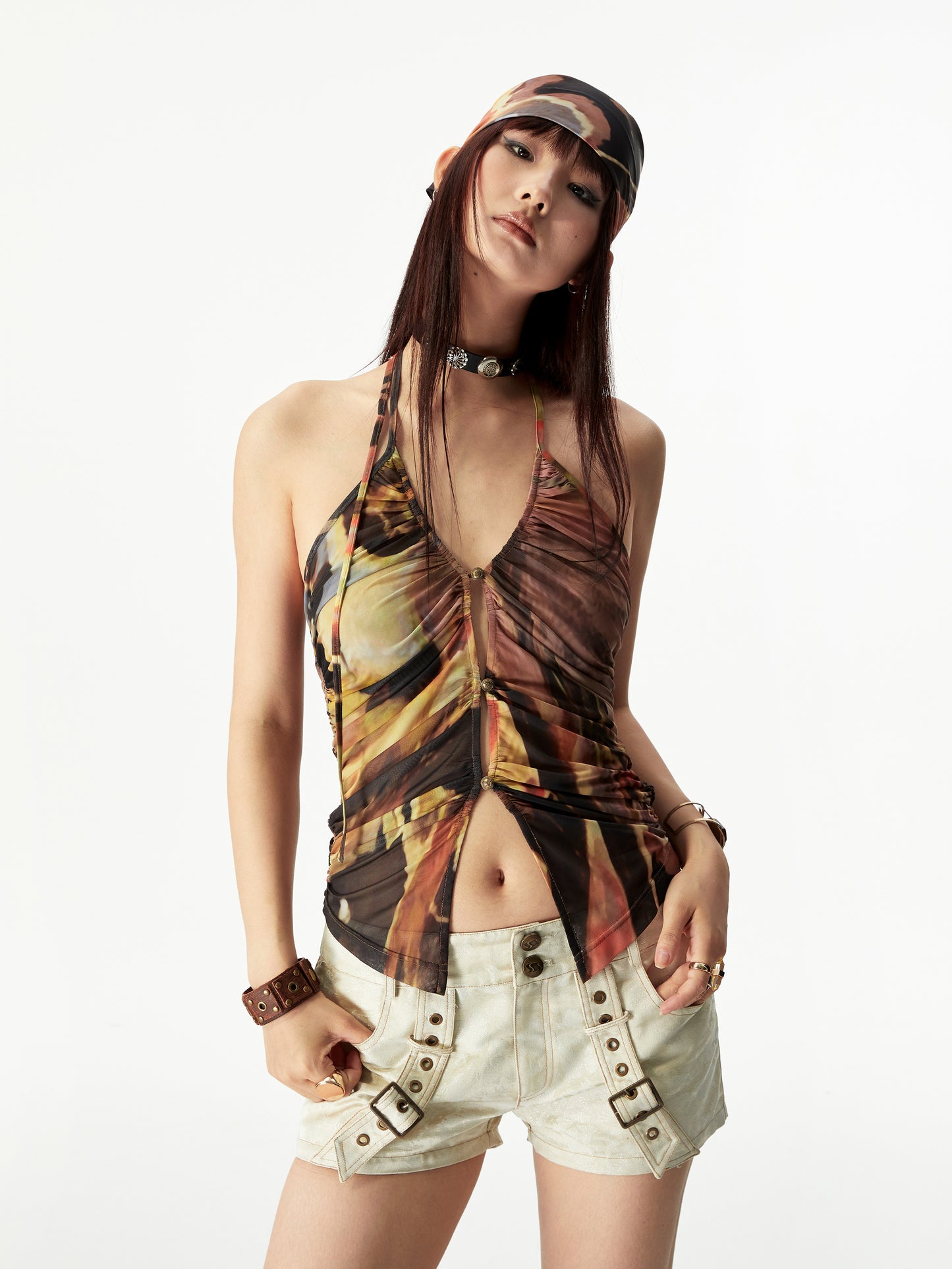 Vintage Print Halter Cami