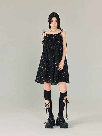 Flower Sling - Black Tie A-line Skirt