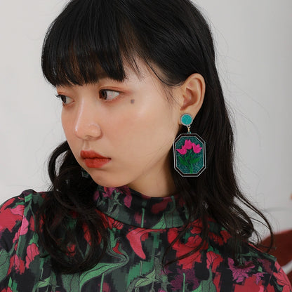 일본 크리스탈 튤립 귀걸이