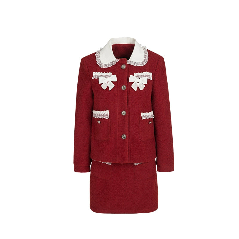 Red Fleece Cherry Winter Coat