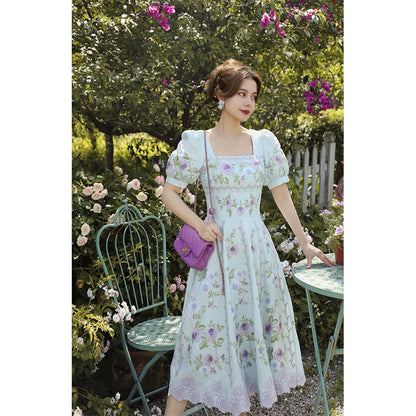 Sea Salt Rose Linen Embroidery Dress