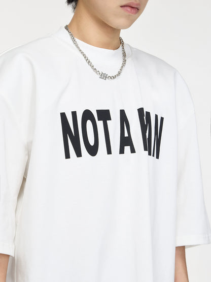 Slogan Letter - Printed Shoulder Pad T-shirt