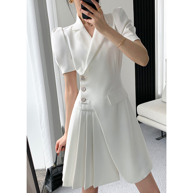 Goddess Style White Suit Dress