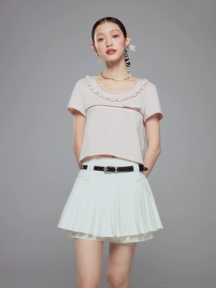 Fairy Slim - Lace A-line White Skirt Pants