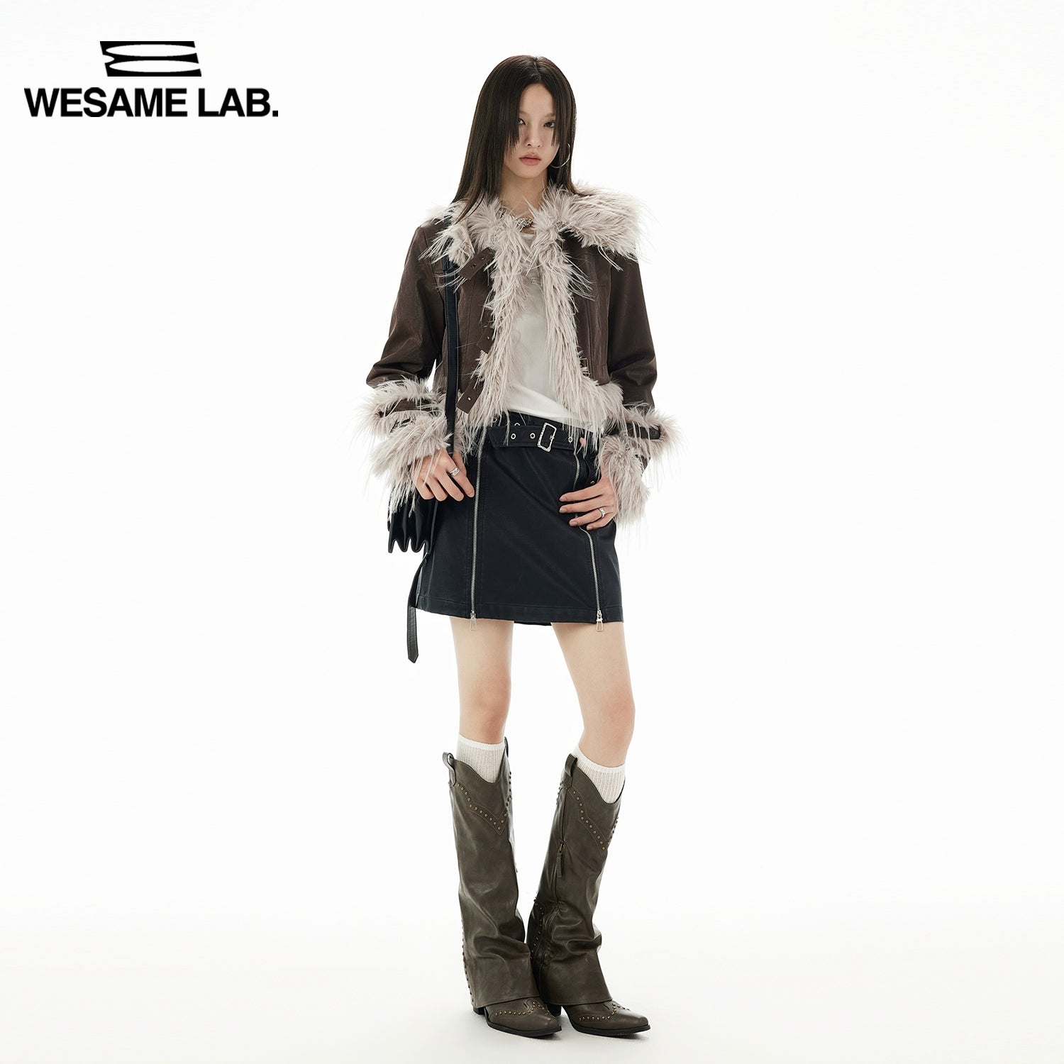 Early Autumn Vintage Fur Collar Leather Coat