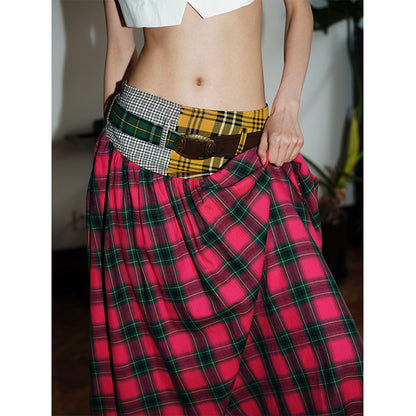 Vintage Check Maxi Skirt