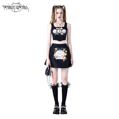 Cat Print Y2K Skirt