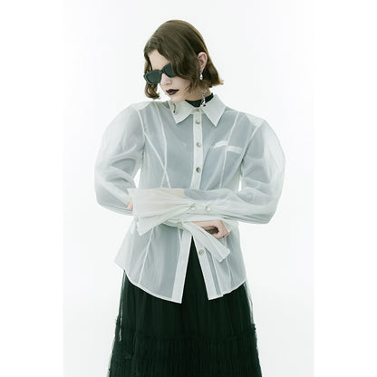 Summer Organza Suncreen Shirt: lâche