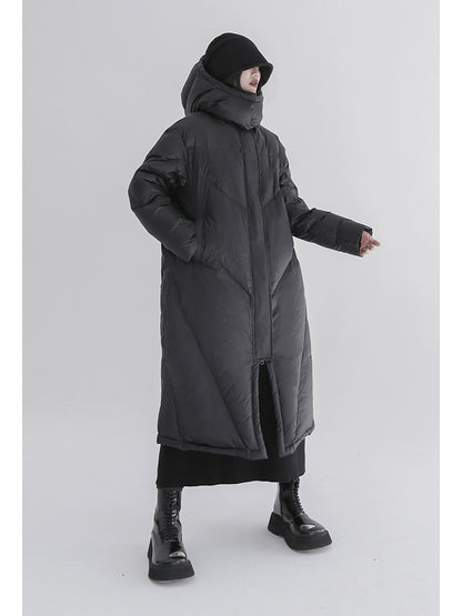 V-Shaped Quilted Down Coat