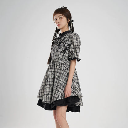 Checker Bow Cheongsam Doll Skirt