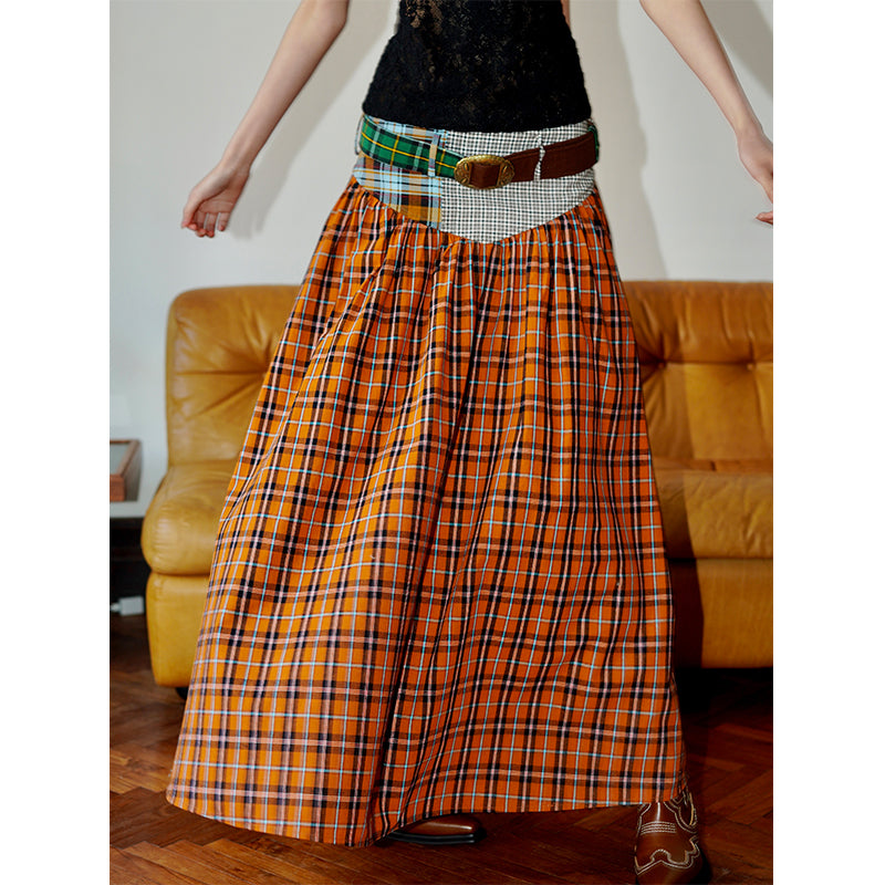 Vintage Check Maxi Skirt