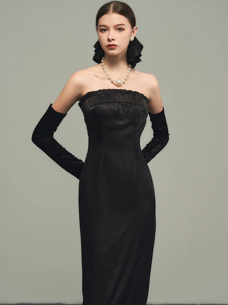 Black Hepburn Satin Dress