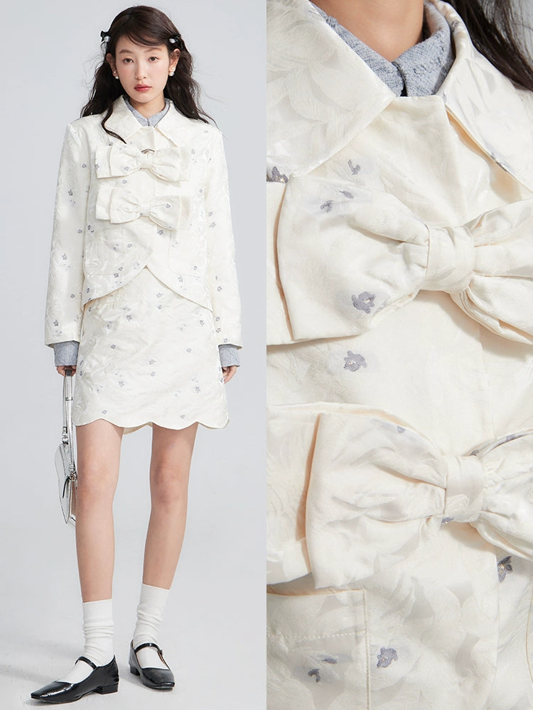 White Moonlight Bow Short Suit Coat