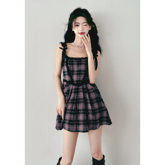 Vintage Plaid Suspended Dress