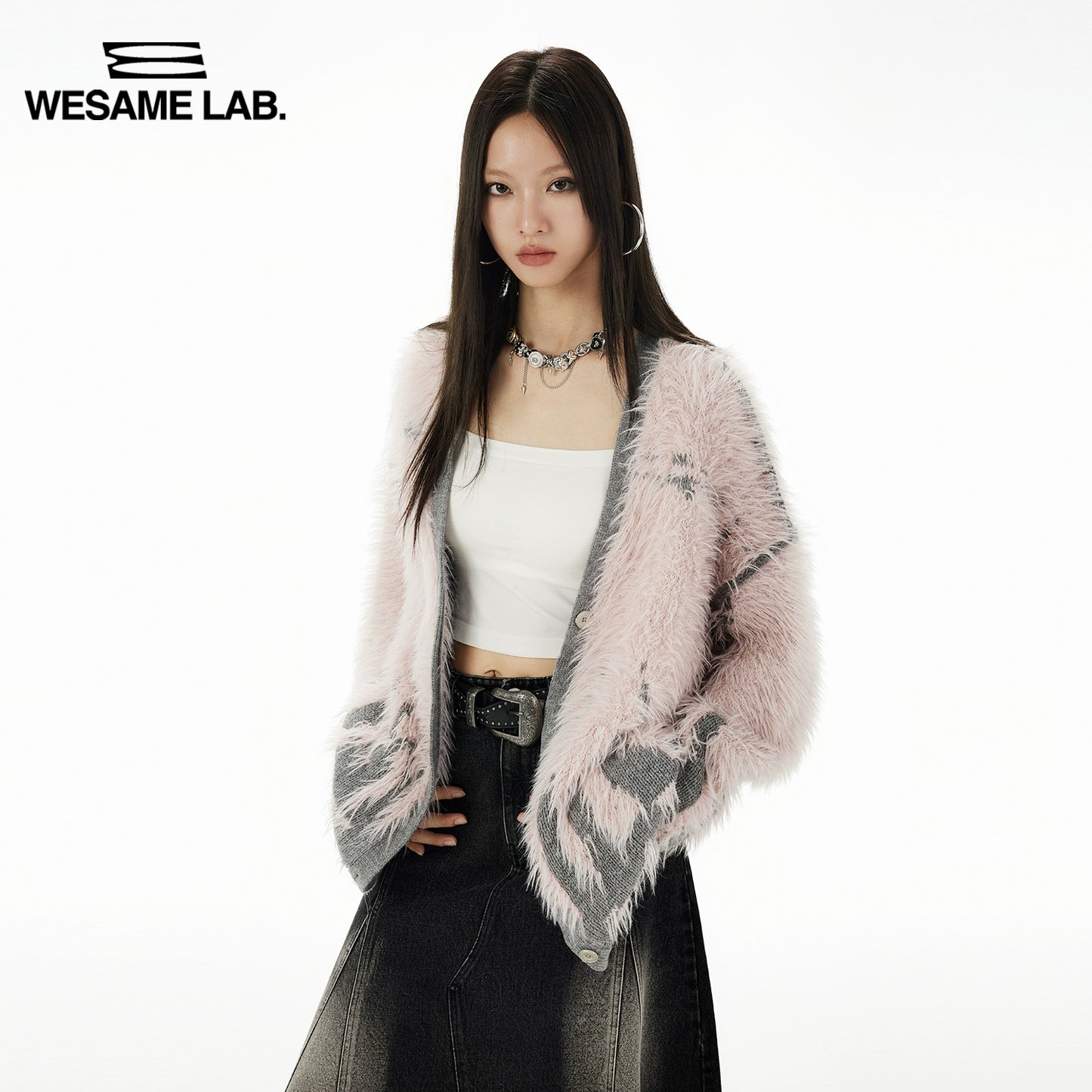Imitation Mink Fur Thick Plush Mohair Knitted Cardigan