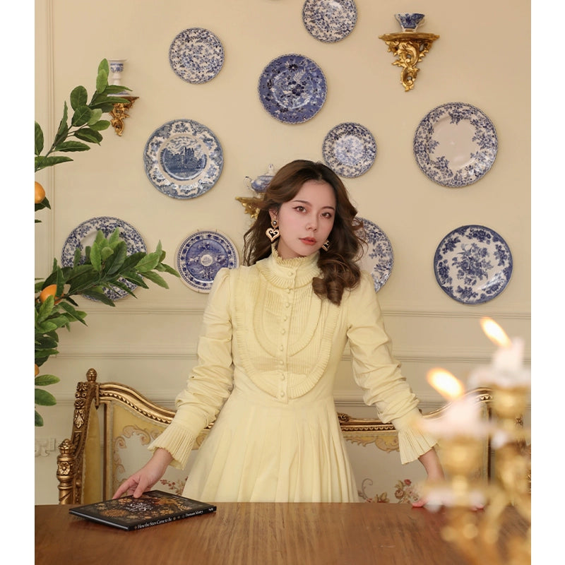 Palace Retro Pleated Long Sleeve Blouse