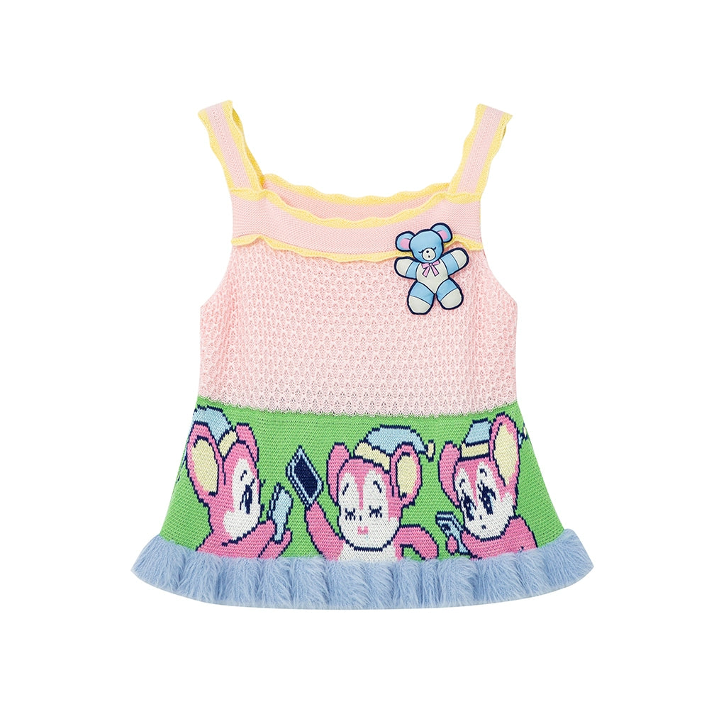 Pink Bear Wool Tank Top