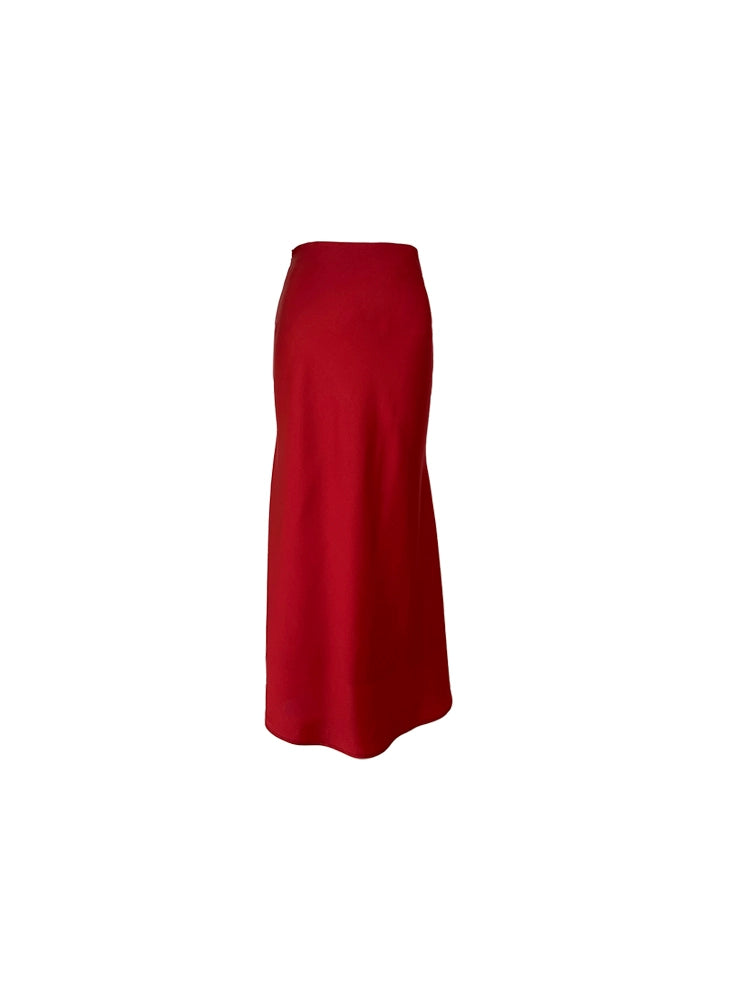 Nouilles de vin à vin maison française vintage verte demi-jupe jupe à queue de poisson féminine taille slim slim slim mi-long wrap kip jupe