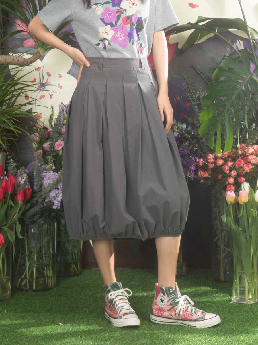 Контрастный цвет серые плиссированные юбки в средней длине