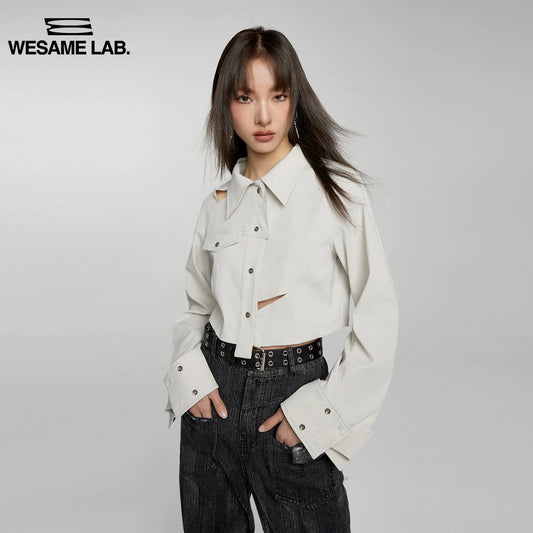 Hollow Out Design Loose Texture Shirt Top