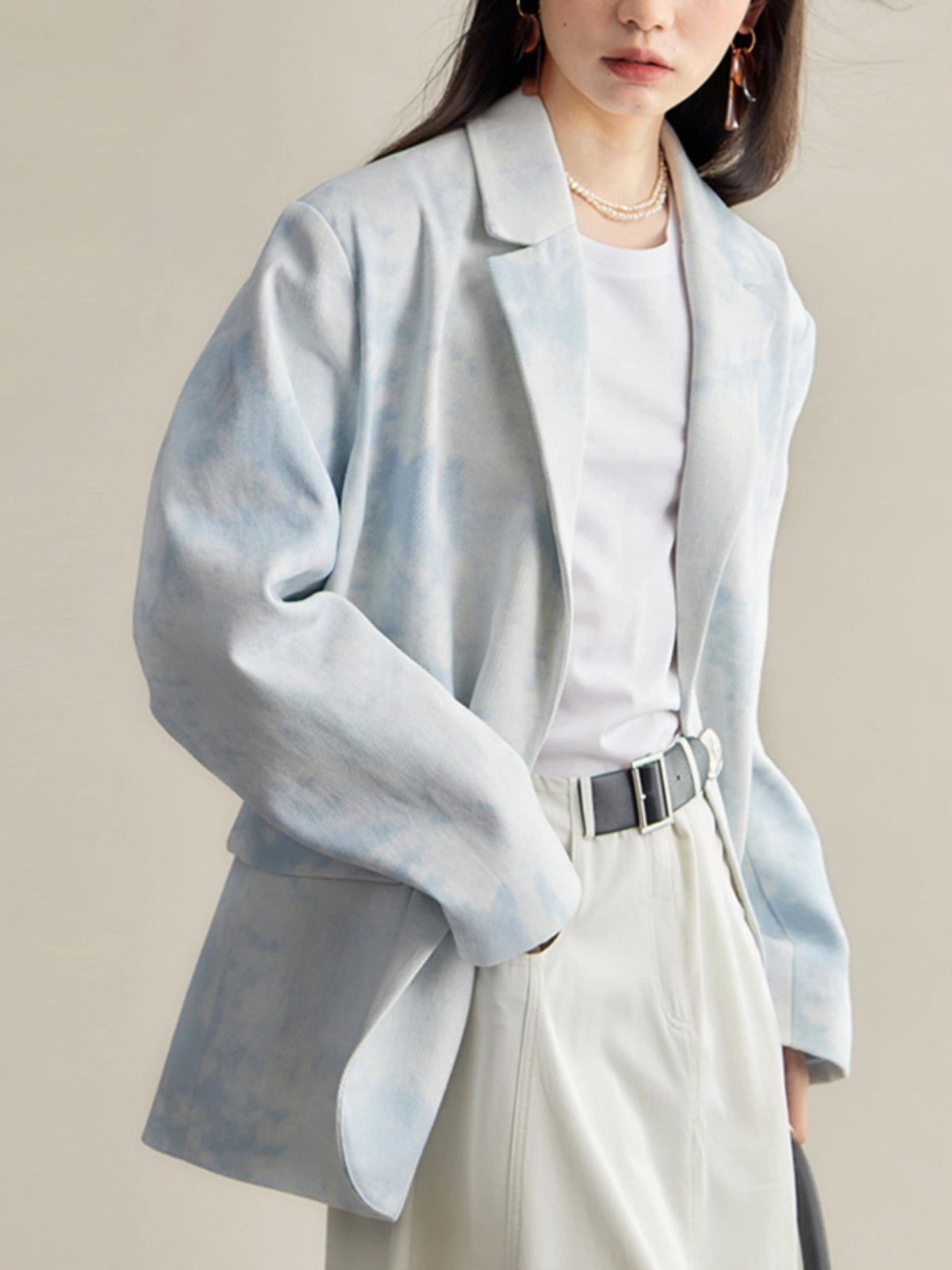 Sky Blue Halo Denim Suit Jacket