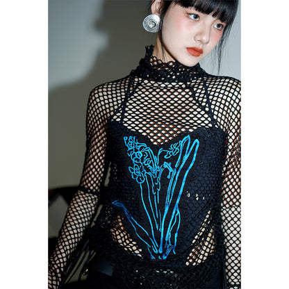 Embroidered Mesh Undershirt