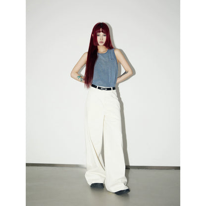 Basic White - Wide Leg Front Pocket Pants