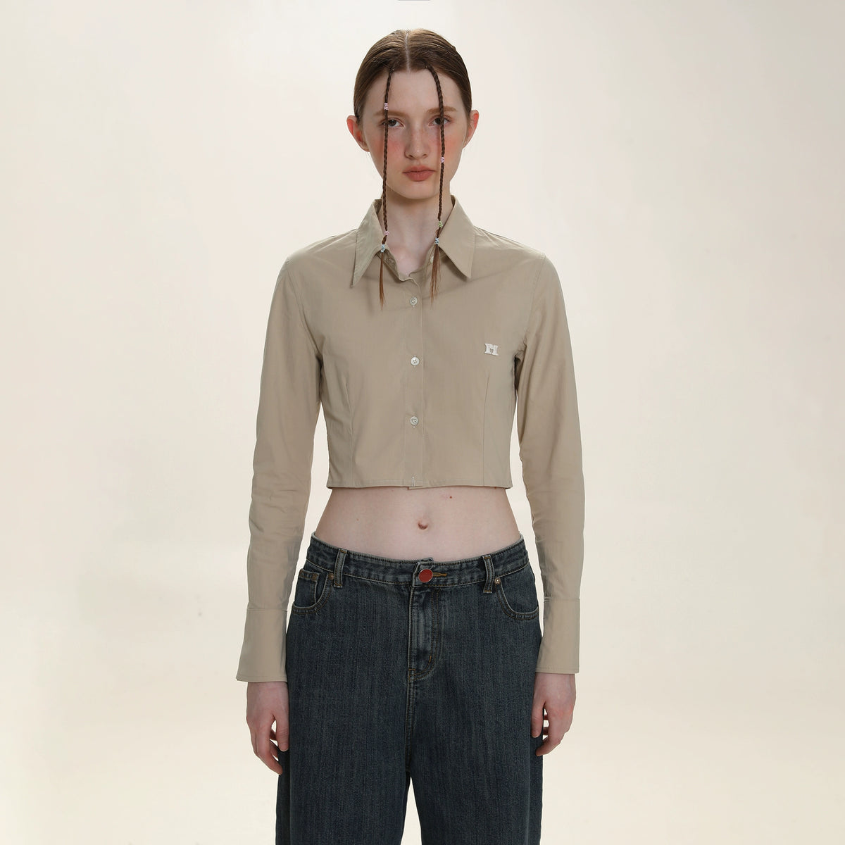 Polo Collar Solid Color Shirt