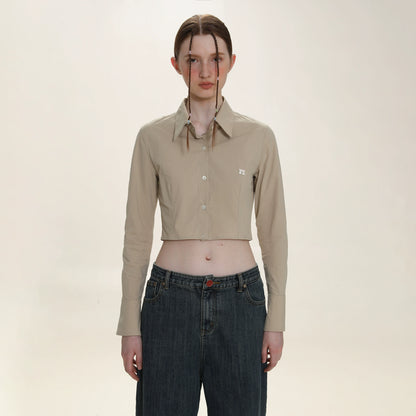 Polo Collar Solid Color Shirt