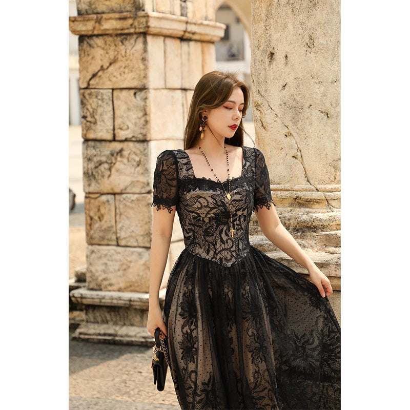 Black Swan Lace Slimming Black Summer Dress | Dresses | Latest Trend Items Serendute Black Swan Lace Slimming Black Summer Dress | Dresses | Latest Trend Items Serendute