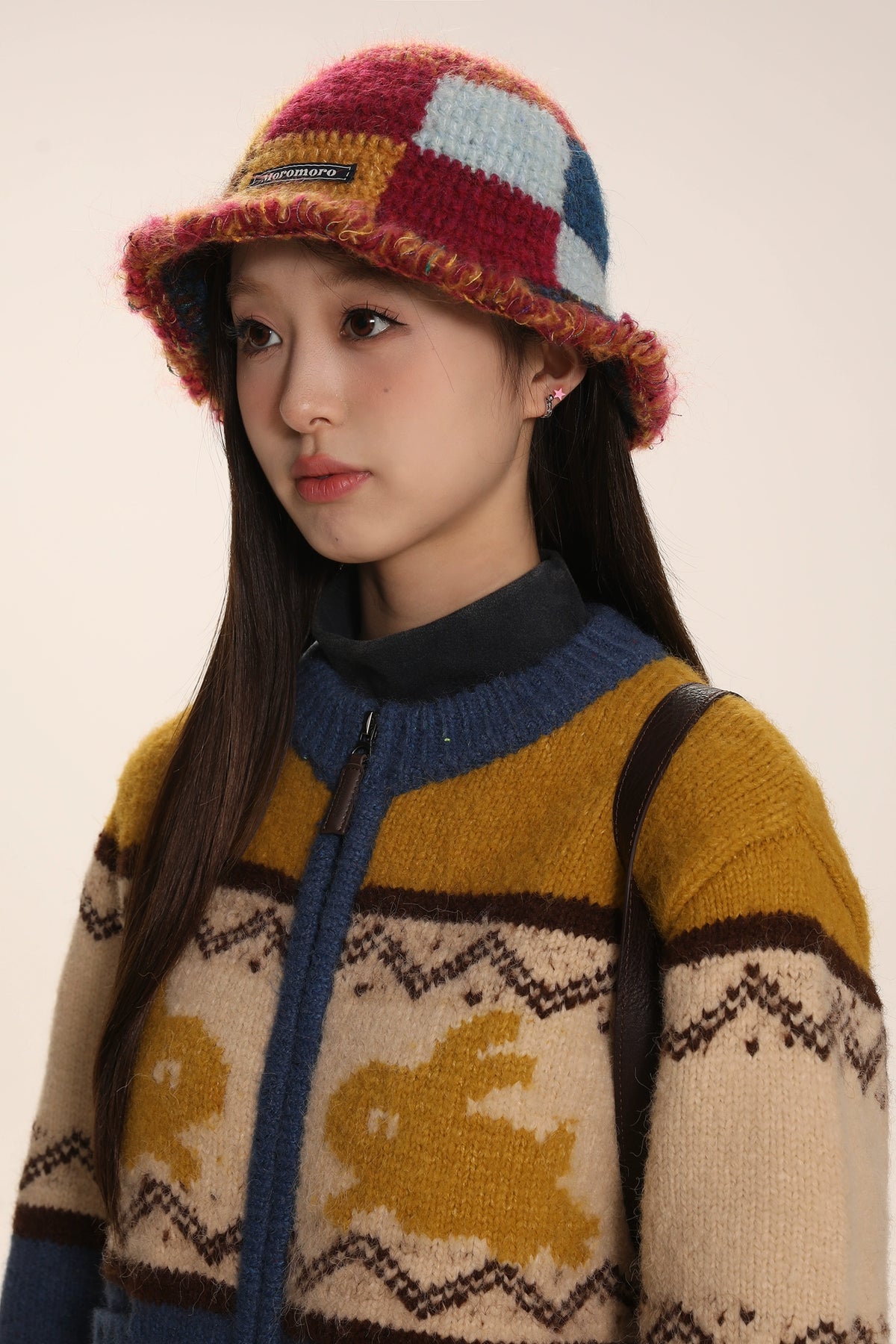 Checkerboard Lace Woolen Fisherman Hat