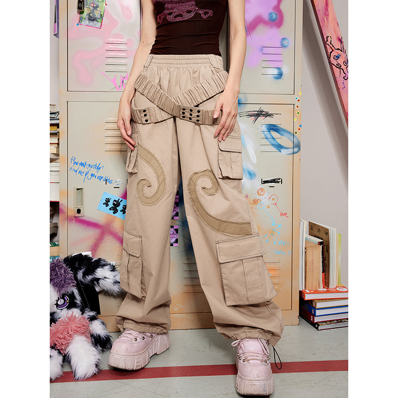 Spiral Panel Wide Leg Pants