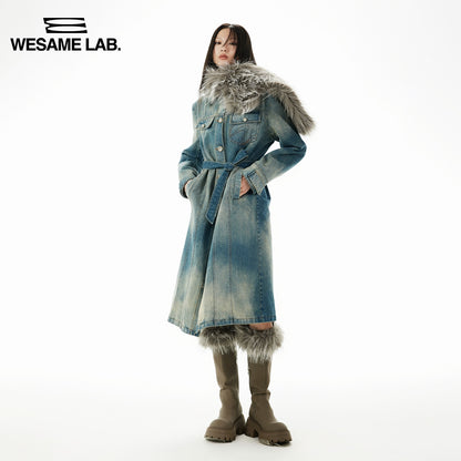 Winter Detachable Imitation Mink Fur Collar Coat