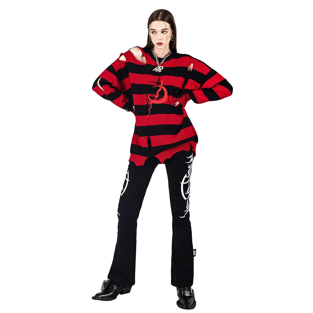 Red & Black Stripe Street Sweater