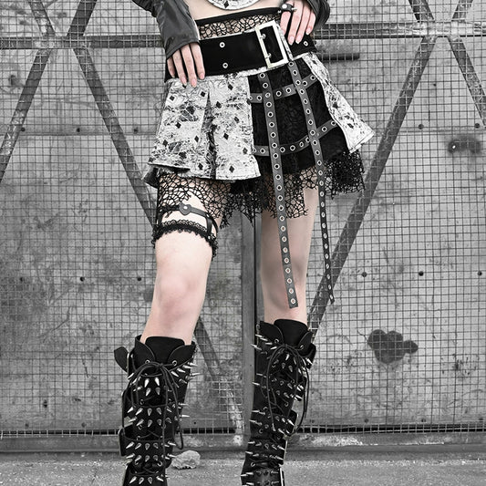 Punk Pleated Gothic Skirt Pants