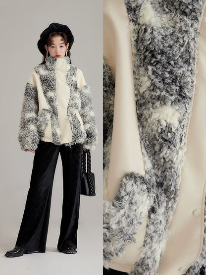 Ink and Salt Lamb Fur PU Jacket