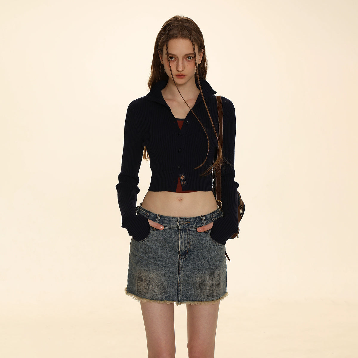 Standing Neck Pit Stripe Shirt