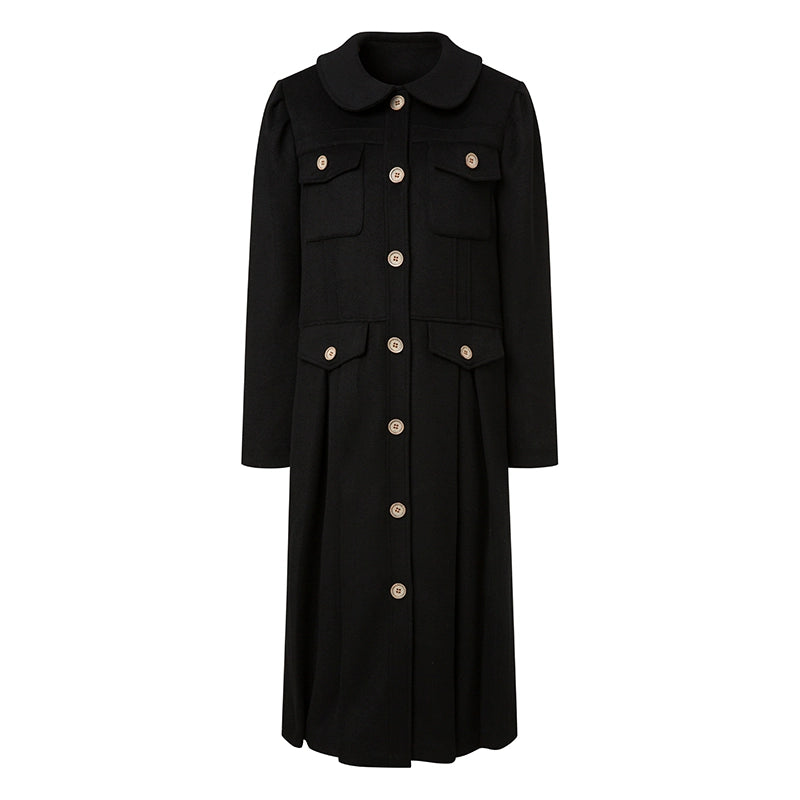 Campus Wool Coat Academy Thousand Gold Wool Coat Wool Work Fur Long Coat