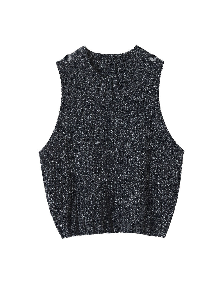 Top sans manches en tricot noir