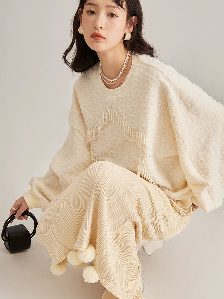 3D Wool Ball Knit Skirt