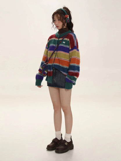 Retro Rainbow Stripe Knit