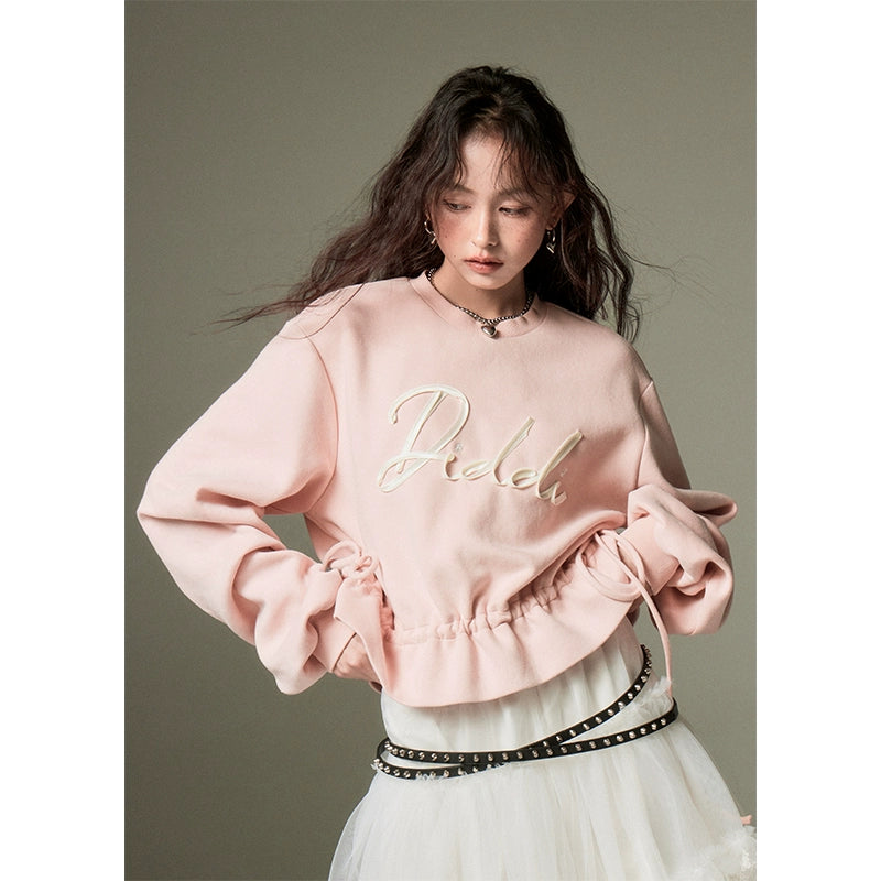 Ribbon Embroidered - Round Neck Long Sleeve