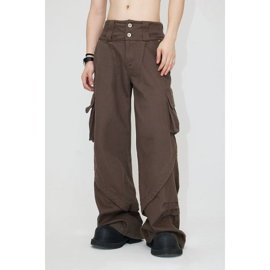 Double Waistband - Irregular Hem Workwear Pants