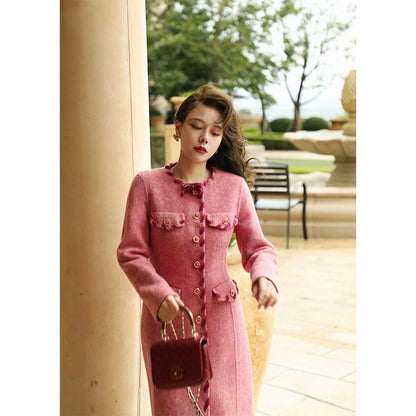 Berry Raspberry Double-Sided Wool Coat