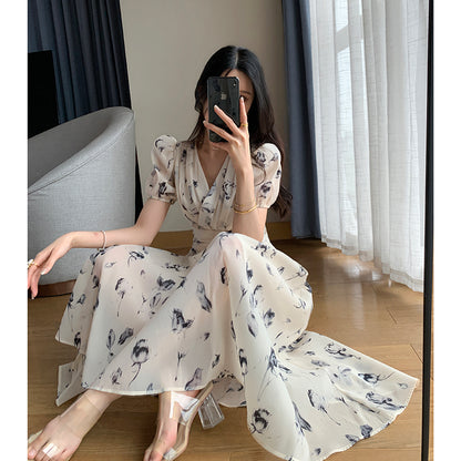 Flower Waist Tie Long Dress