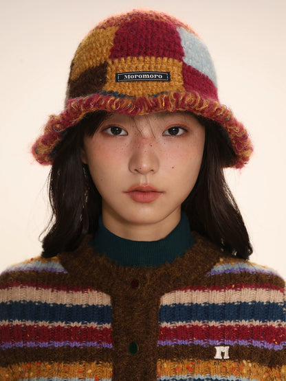 Checkerboard Lace Woolen Fisherman Hat