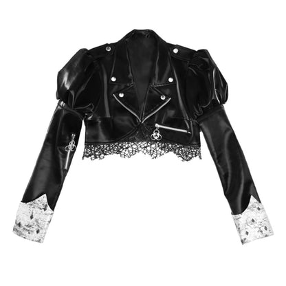 Punk PU Netted Leather Coat