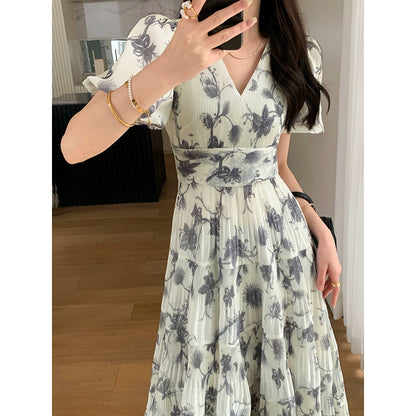 Vestido de salón estilo té floral