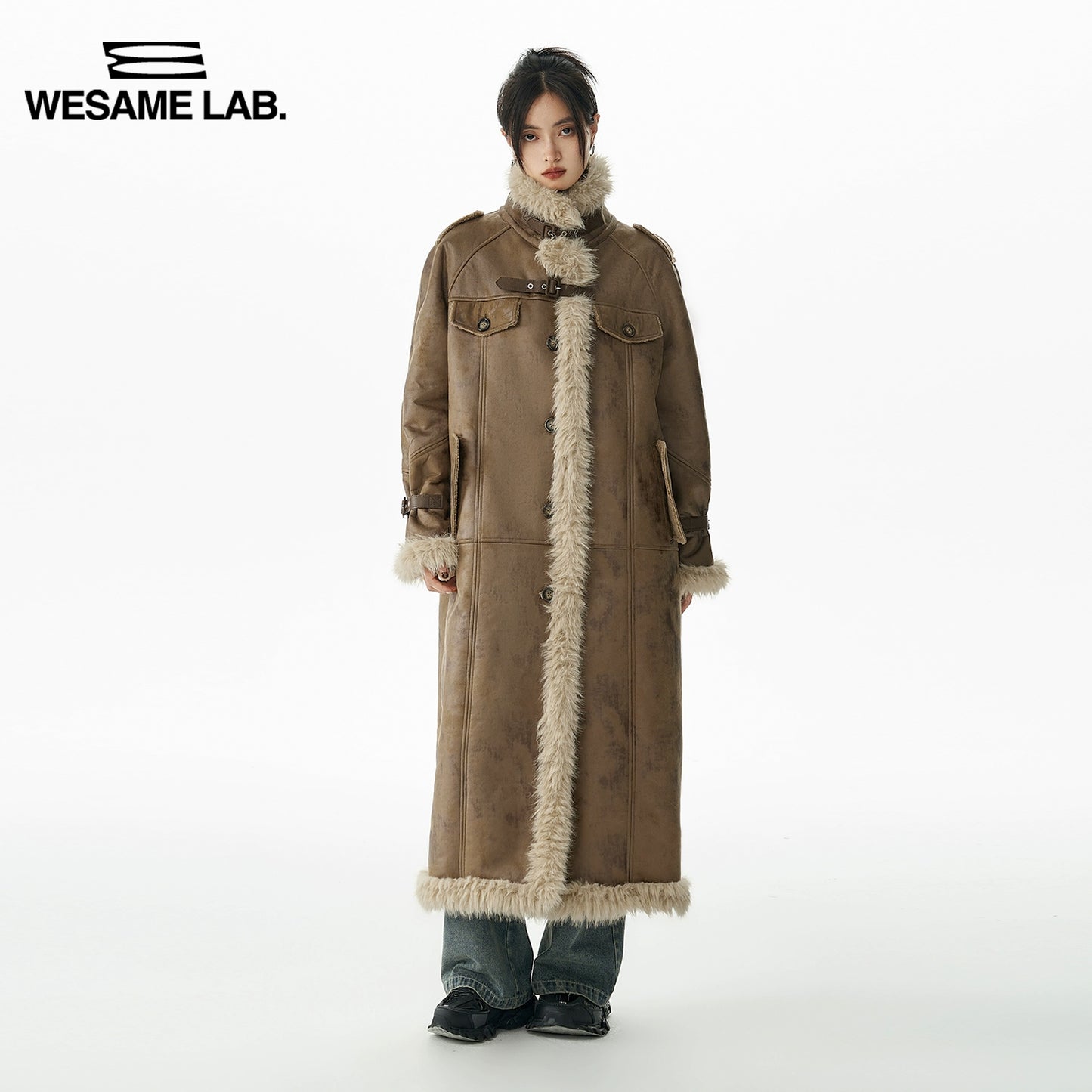 Brown Vintage Fur One Piece Lamb Hair Coat